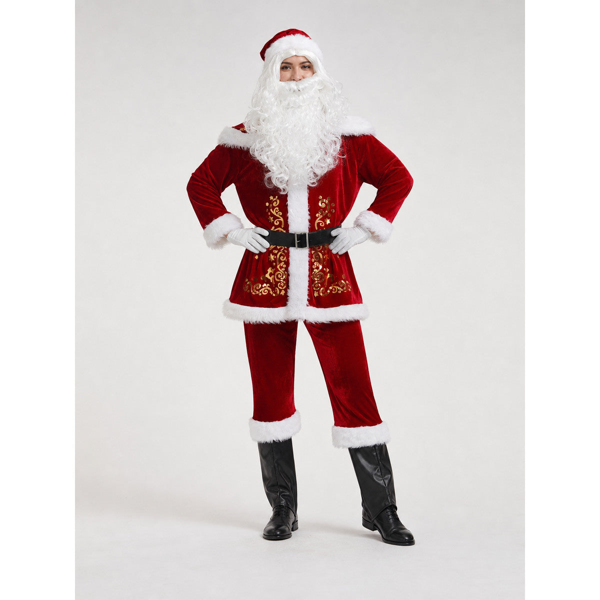 Santa Claus Costume with Hat and Beard