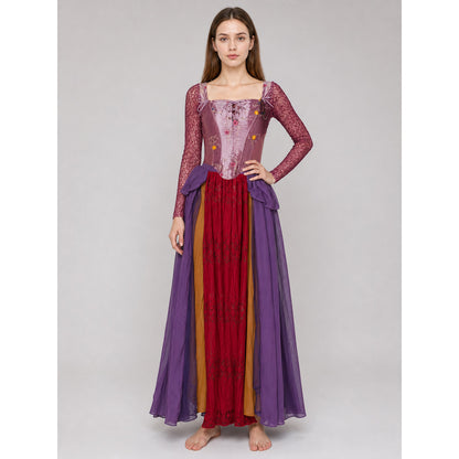 Corset Dress with Cape and Floral Print on-model view