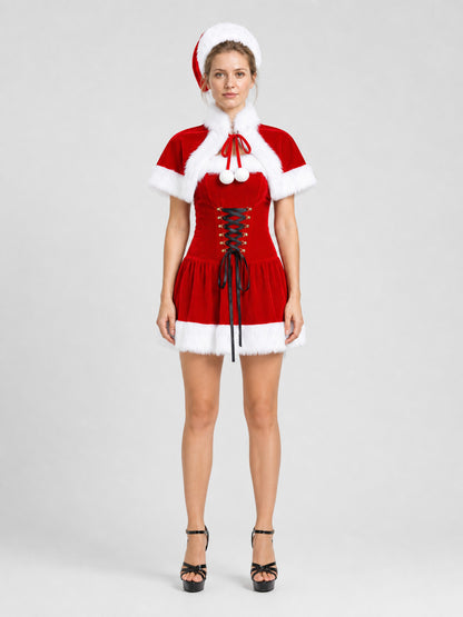 Christmas Costume with Fur Trim on-model view