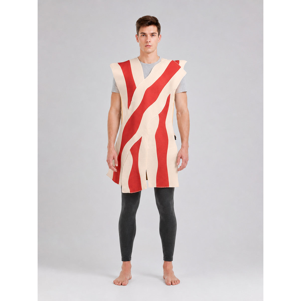 Carnival Tunic Costume with Red Stripes on-model view