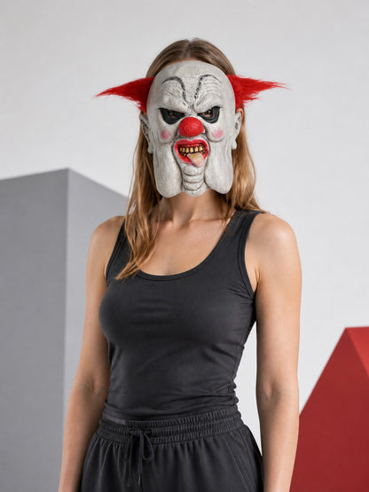 Halloween Carnival Clown Mask with Red Hair
