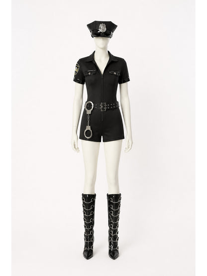 Black Police Costume with Short Sleeves and Shorts main product view