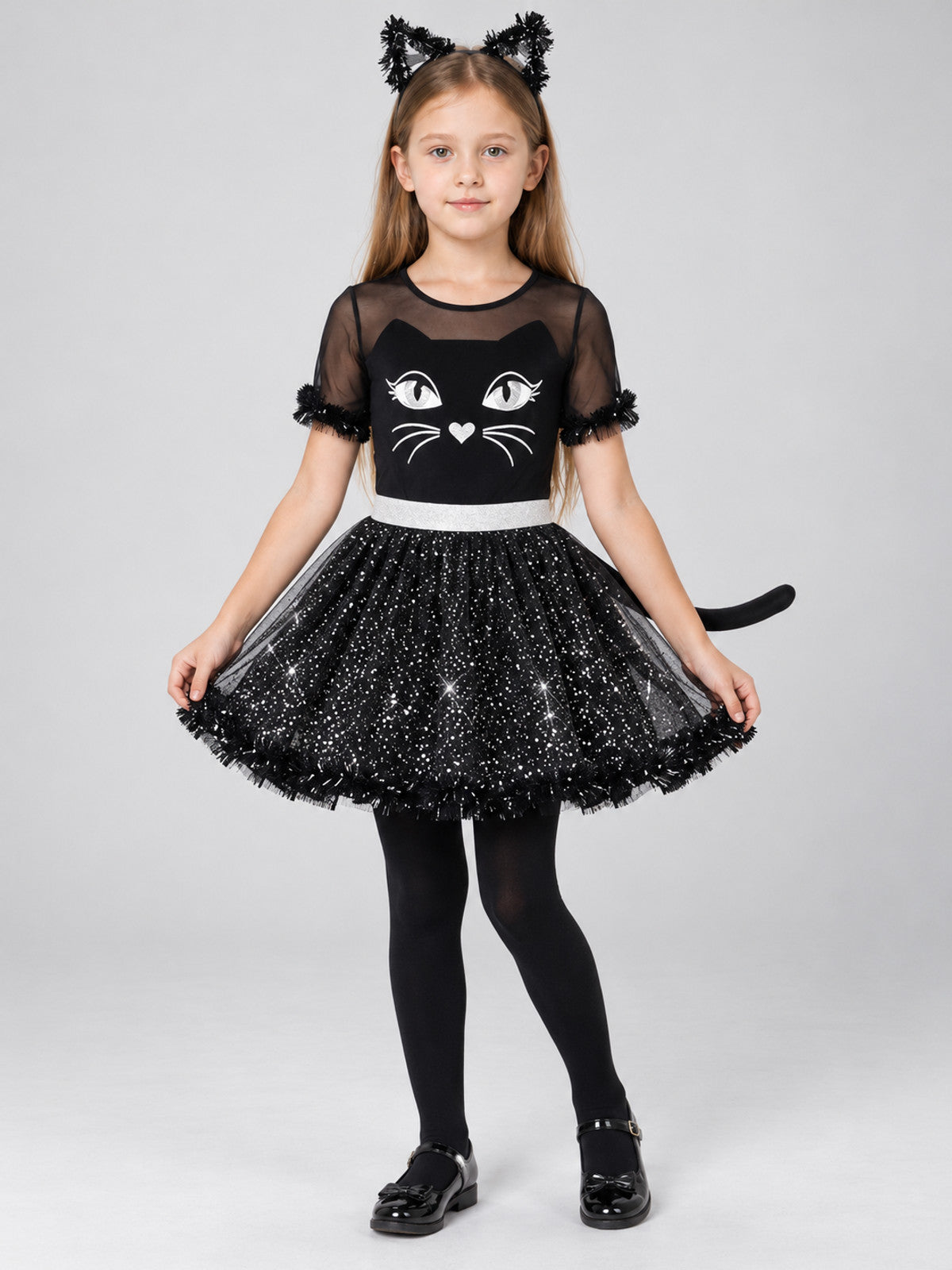 Kids' Black Cat Costume with Ears and Tail