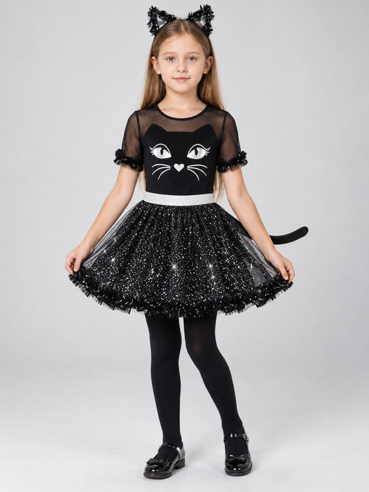 Kids' Black Cat Costume with Ears and Tail