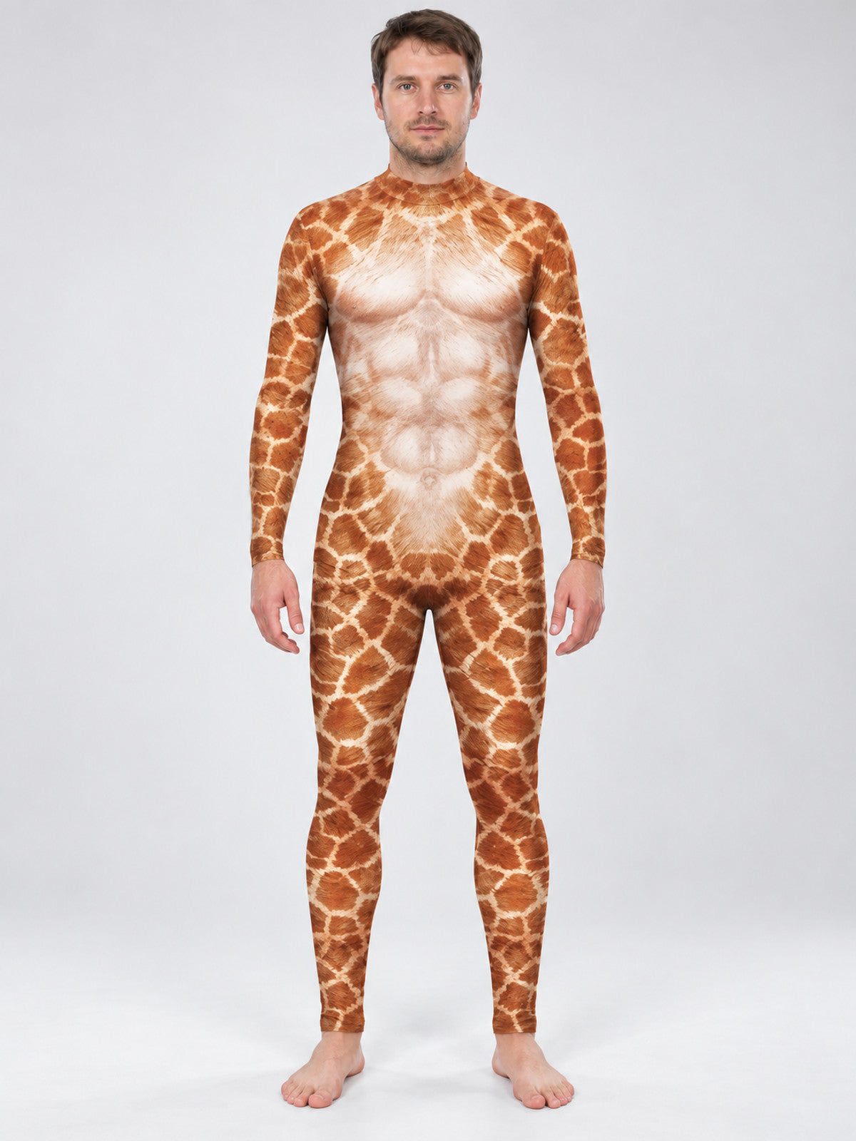 Fitted Jumpsuit with Animal Print, Brown