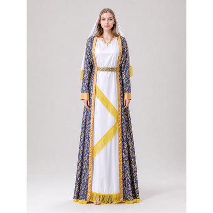 Carnival Costume: Long Dress with Cape and Veil on-model view