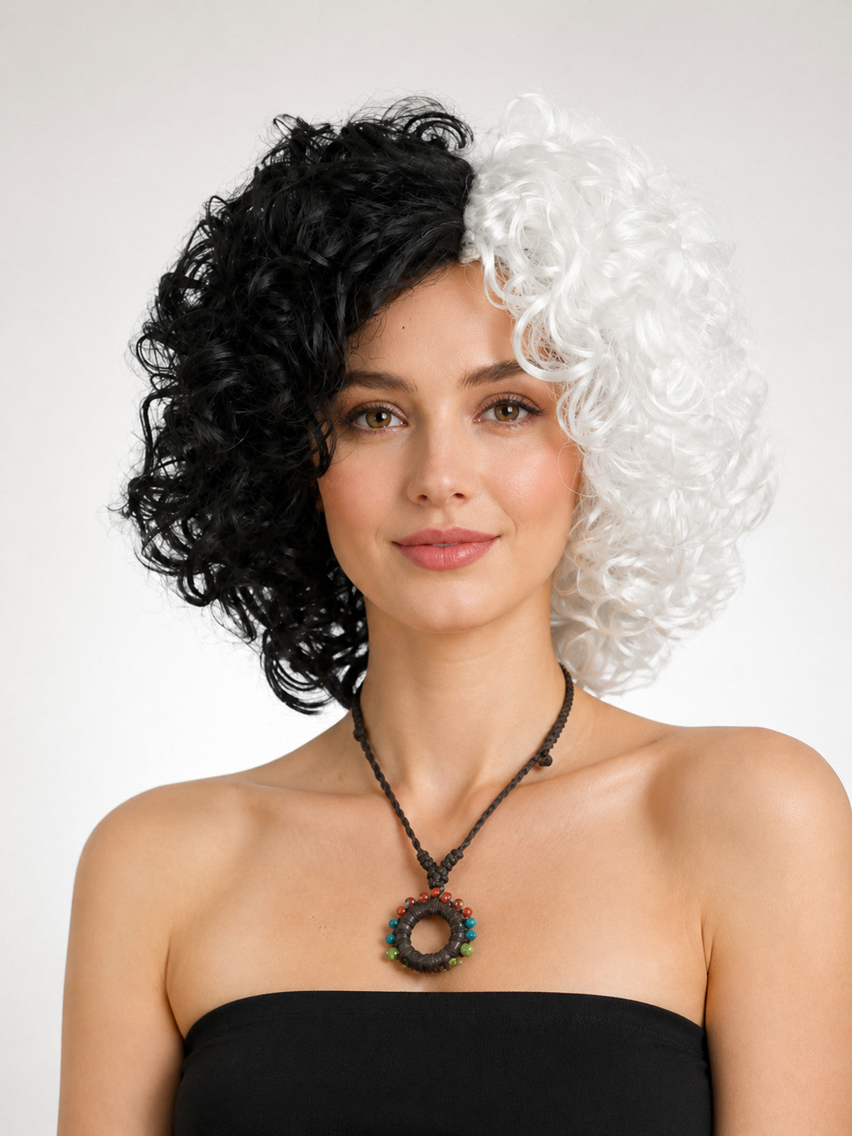 Black and White Curly Carnival Wig for Cosplay main product view