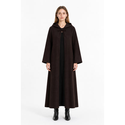 Long Black Robe with a Hood and Wide Sleeves main product view