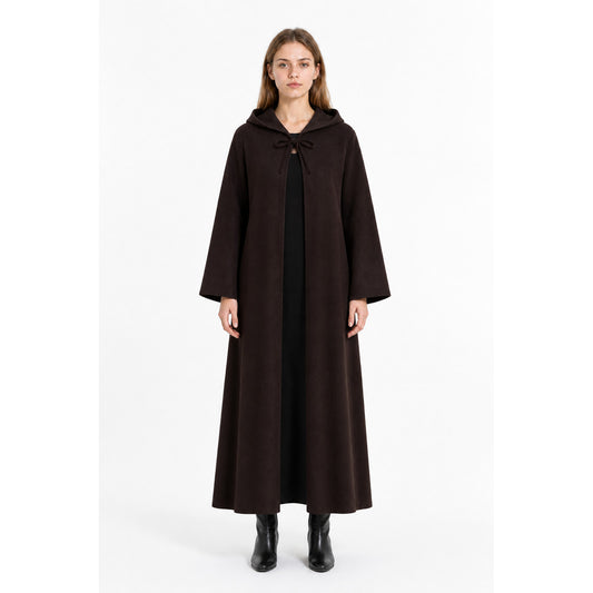 Long Black Robe with a Hood and Wide Sleeves main product view
