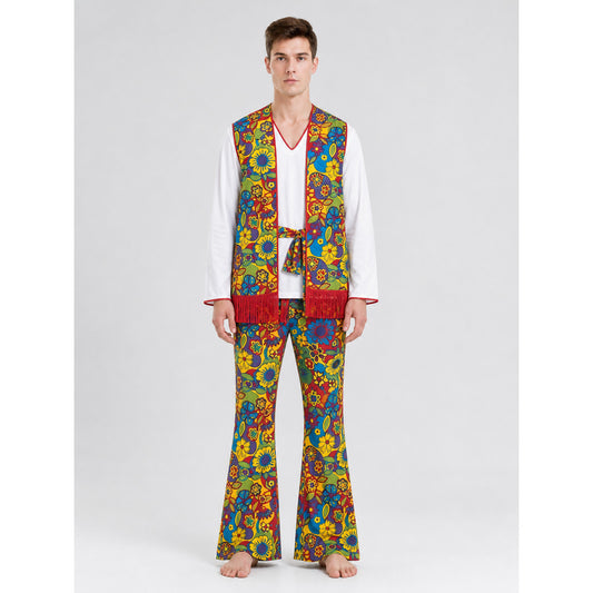 Disco Costume with Bell-Bottoms and Accessories