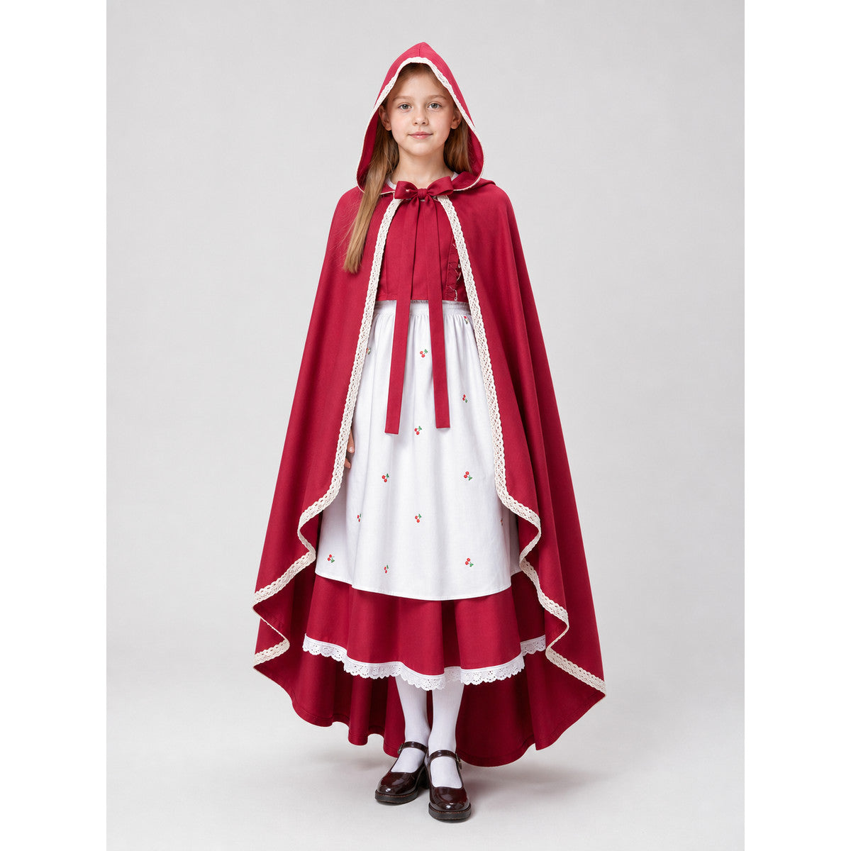Long Red Hooded Costume Cape