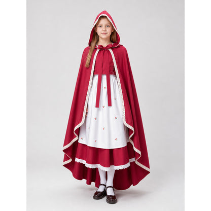 Long Red Hooded Costume Cape