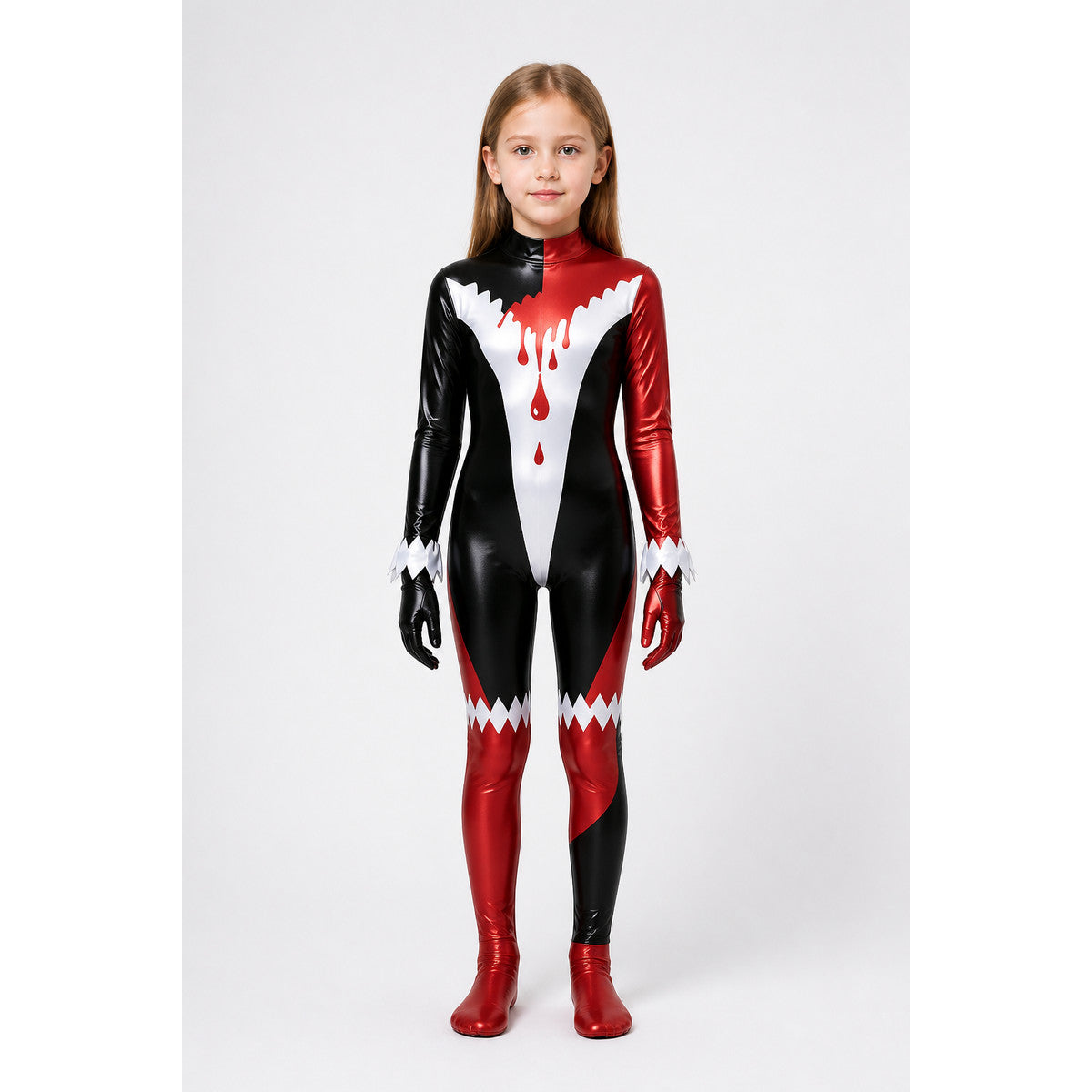 Black, Red, and White Clown Jumpsuit with Bloodstains main product view