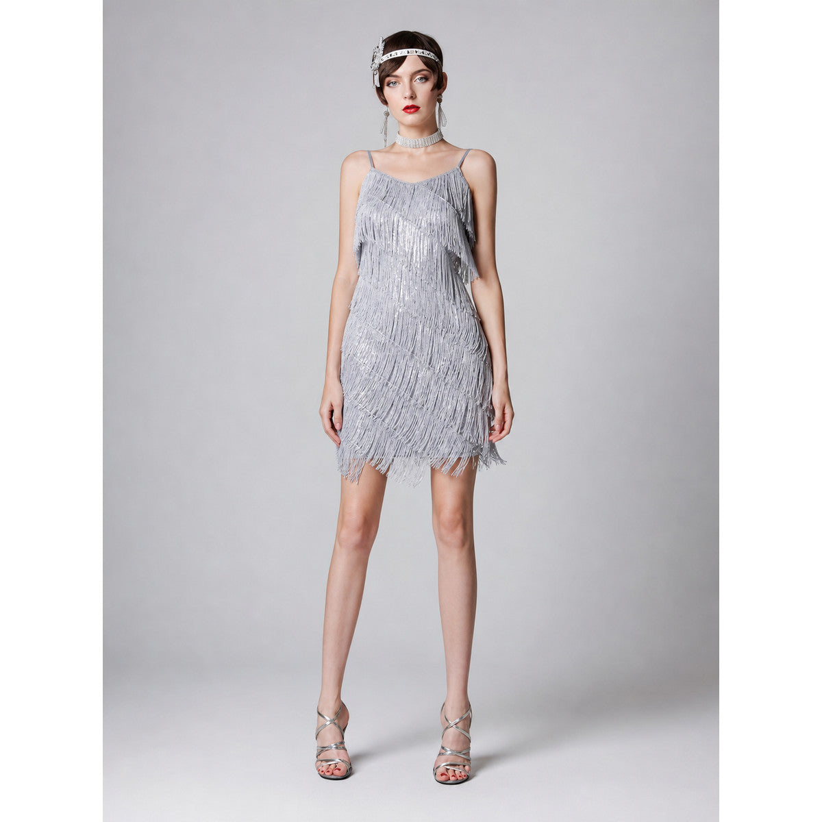 Fringe Mini Dress for Parties and Stage on-model view