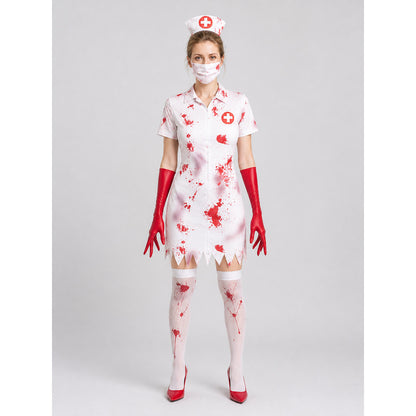 Zombie Medical Worker Costume with Blood for Halloween