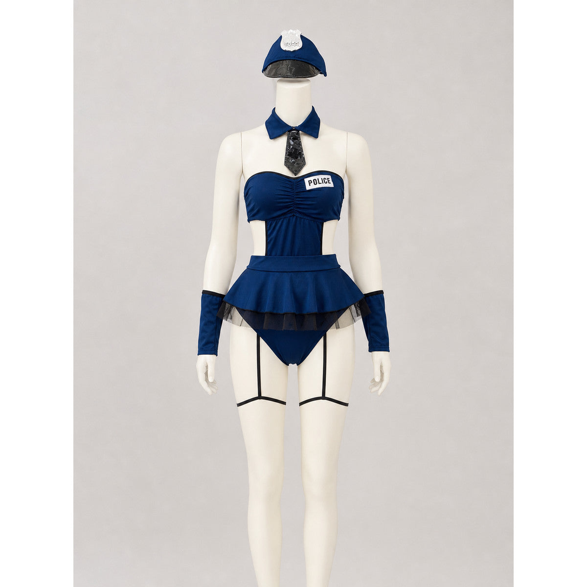 Police Costume with Short Skirt and Cap on-model view