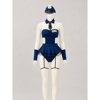 Police Costume with Short Skirt and Cap on-model view