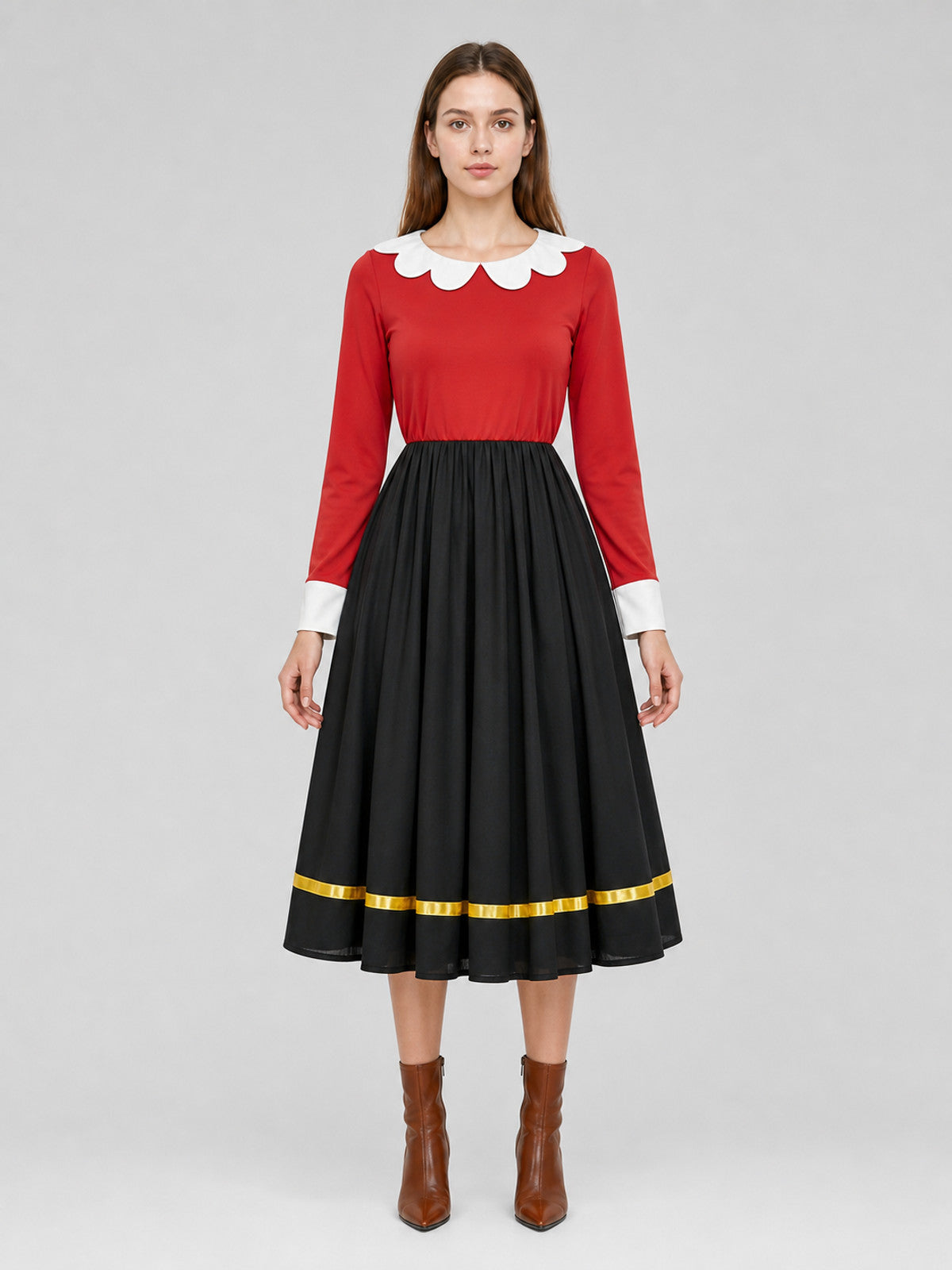 Cosplay Costume Dress with White Collar front view