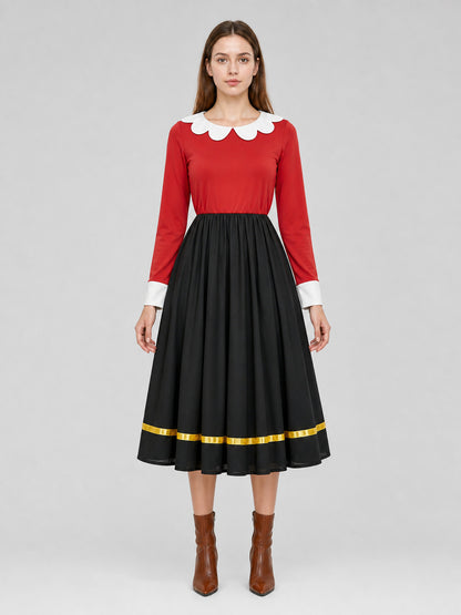 Cosplay Costume Dress with White Collar front view