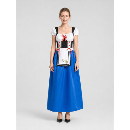 Bavarian Dress Costume with Apron and Beer Glass Print on-model view