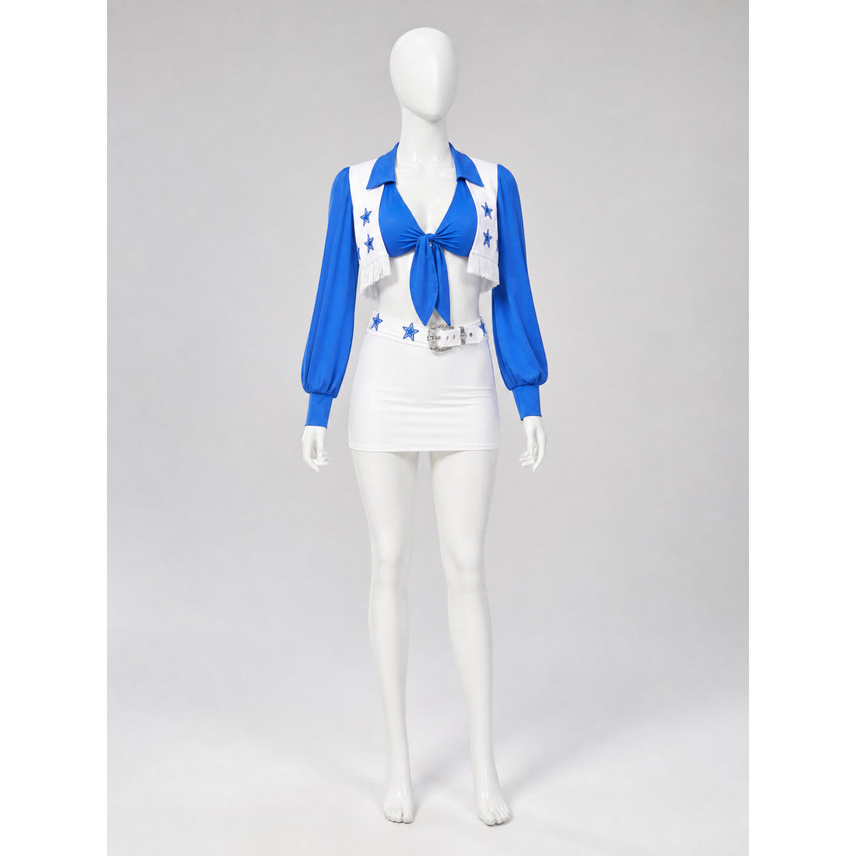 Blue and White Stage Costume with Fringe and Stars