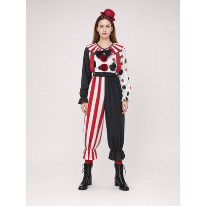 Striped Clown Jumpsuit with Bow Tie for Children on-model view