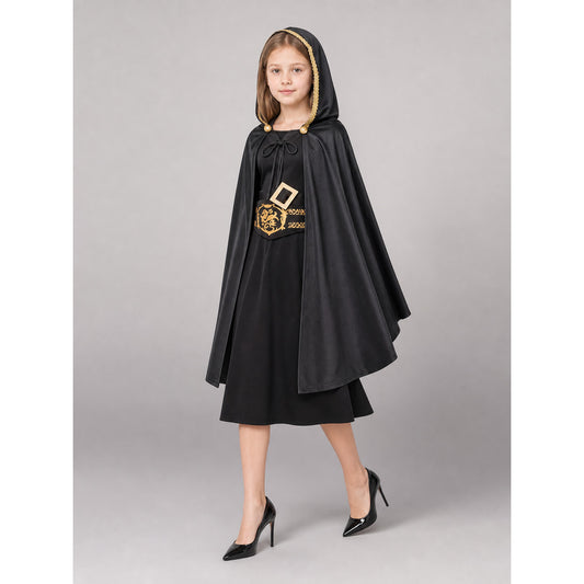 Black Carnival Cape with Hood and Belt