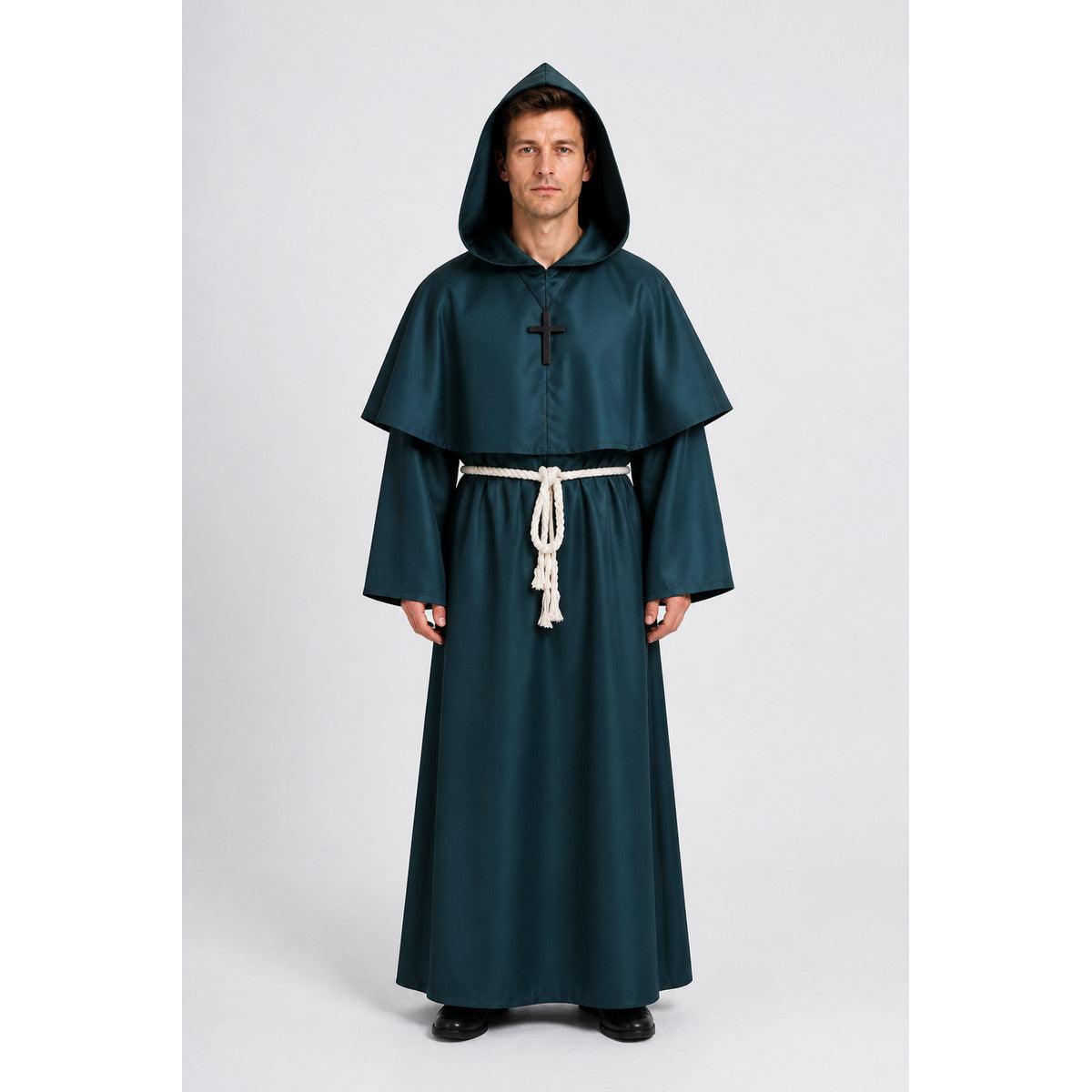 Dark Green Hooded Robe with Belt main product view