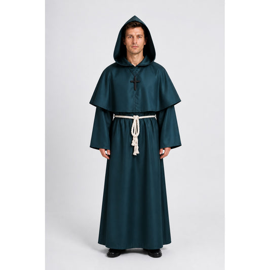 Dark Green Hooded Robe with Belt main product view