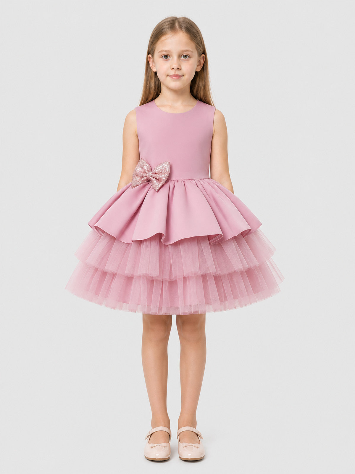 Full Princess Dress with Tulle Skirt and Bow