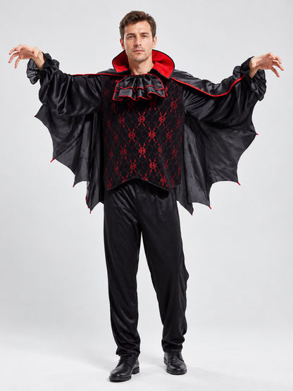 Vampire Costume with Bat-Wing Cape and Collar on-model view