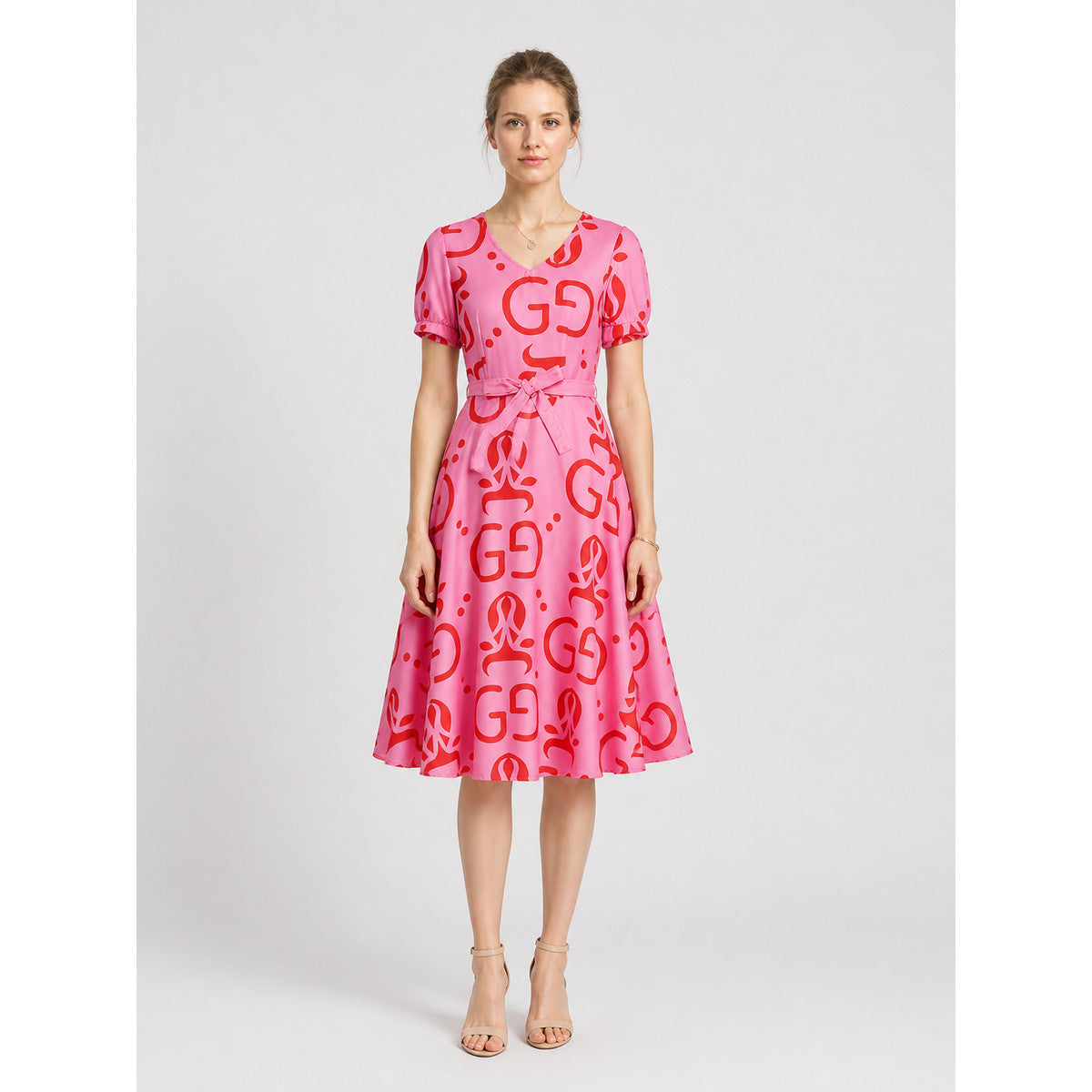 Red Pattern Dress with Belt for Zootopia Cosplay