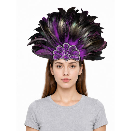 Carnival Headpiece with Purple Feathers