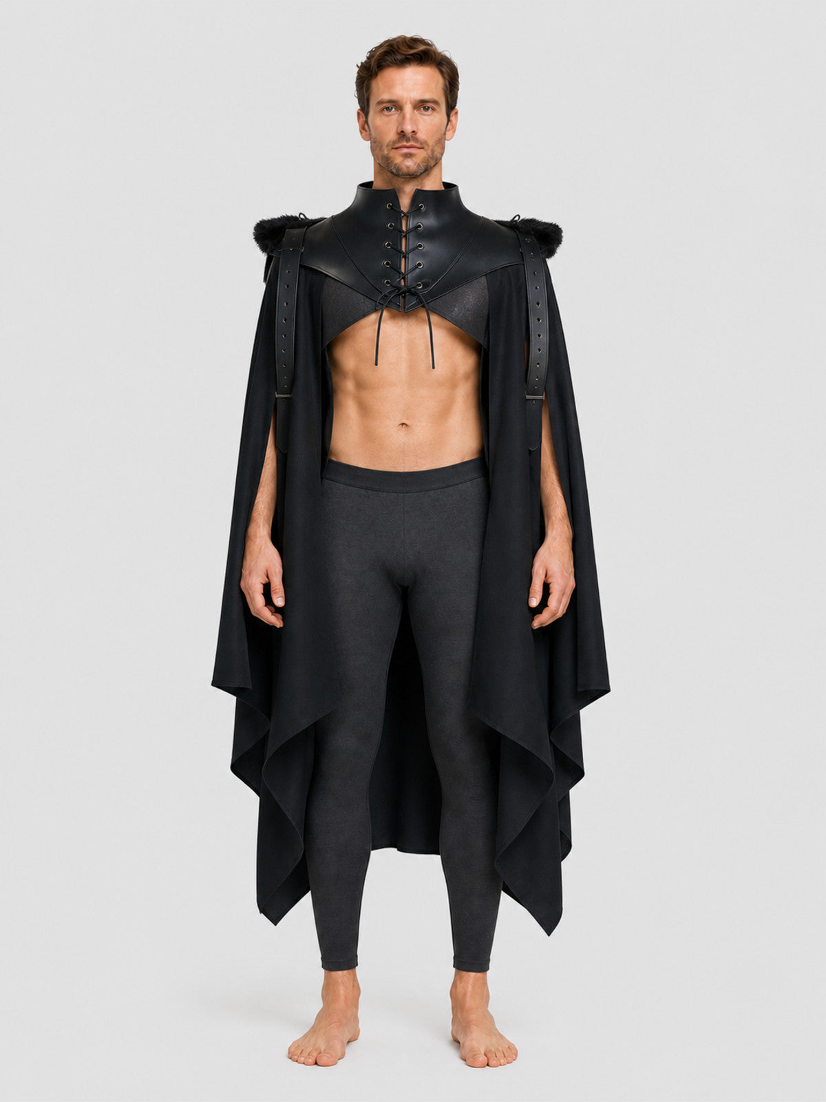 Black Death Cloak for Halloween, Vampire Costume on-model view