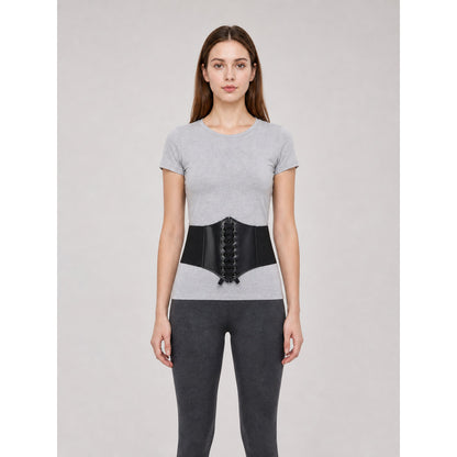 Black lace-up corset belt for statement looks