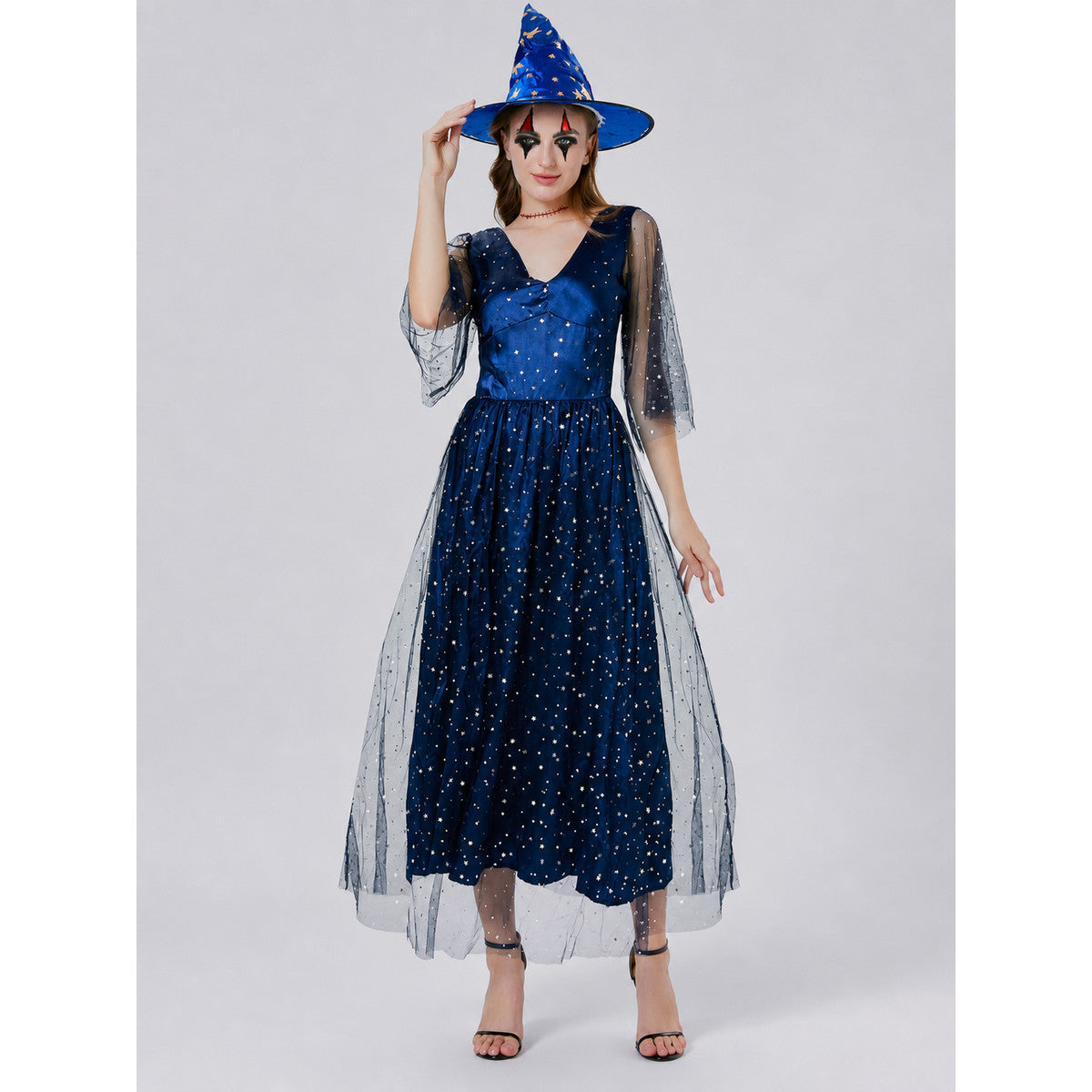 Long Masquerade Dress with Silver Stars