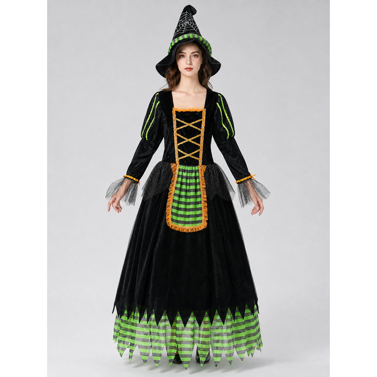 Witch Costume with Pointed Hat for Cosplay