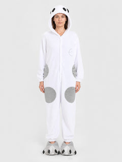 Panda Flannel Pajama Jumpsuit with Hood