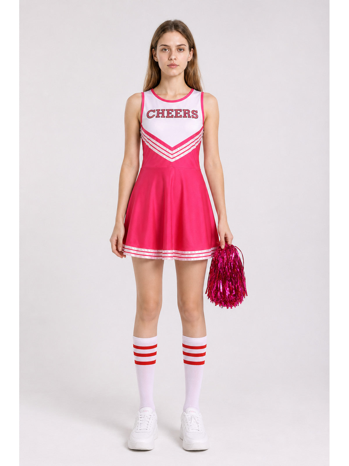 Pink Sleeveless Striped CHEERS Cheerleading Dress