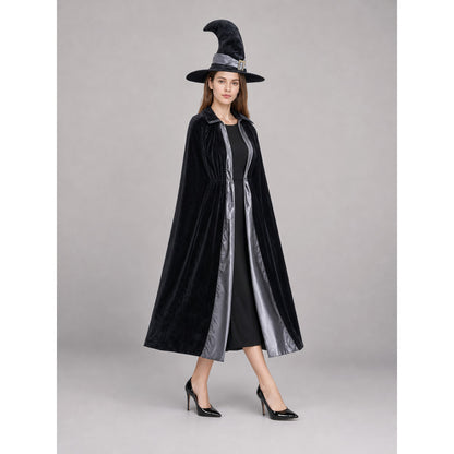 Witch Costume: Dress, Belt, and Pointed Hat front view