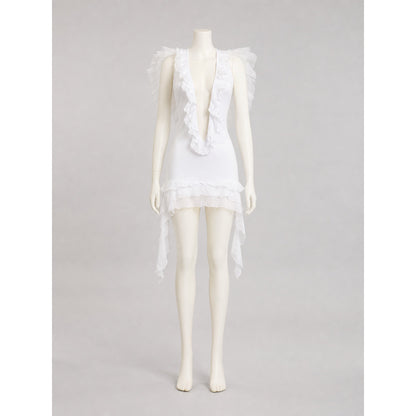Angel Costume with Wings and Ruffles for Cosplay on-model view
