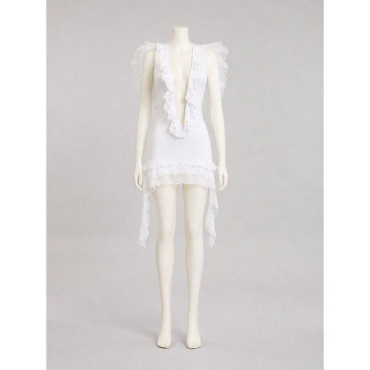 Angel Costume with Wings and Ruffles for Cosplay on-model view