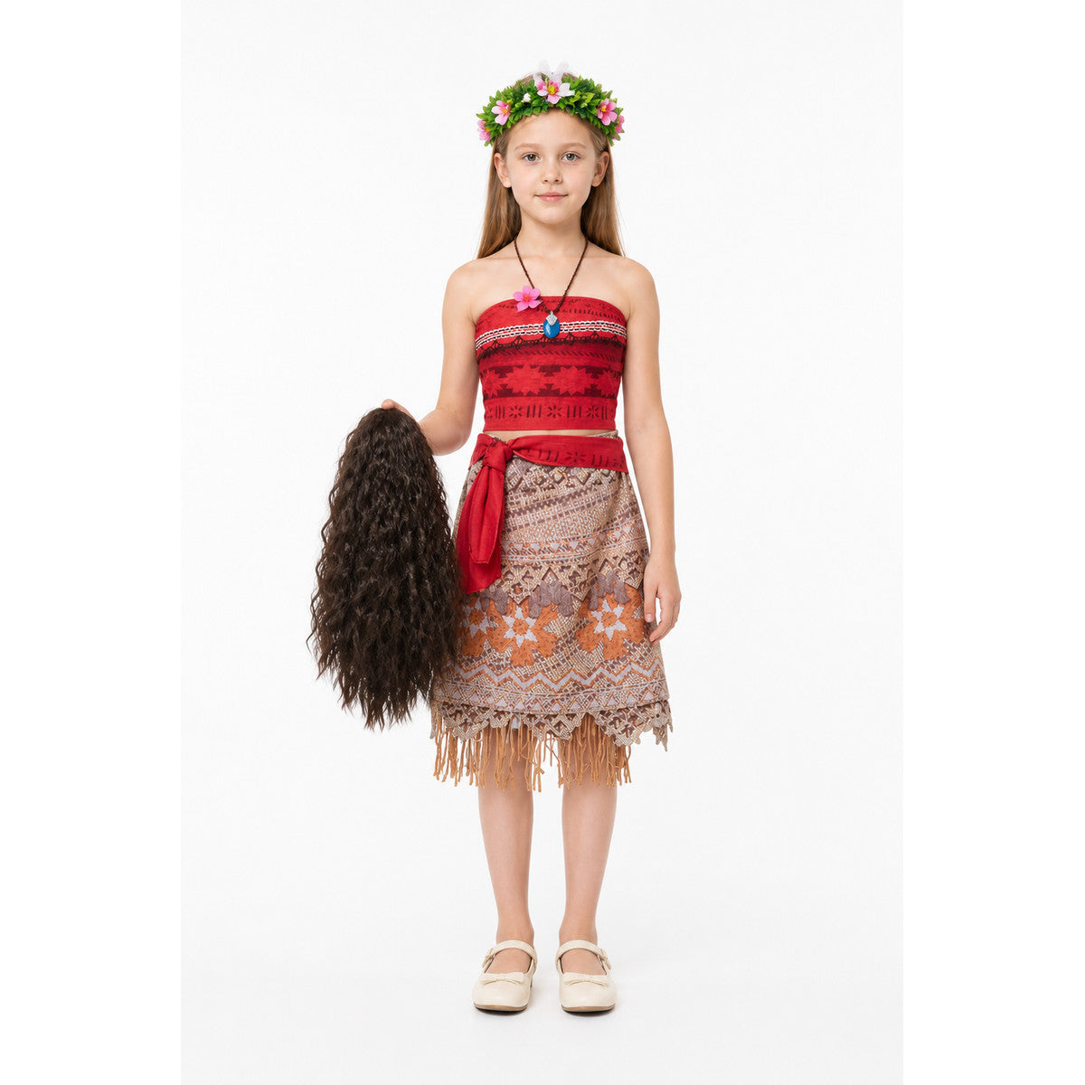 Moana Costume with Wig and Necklace for Parties main product view