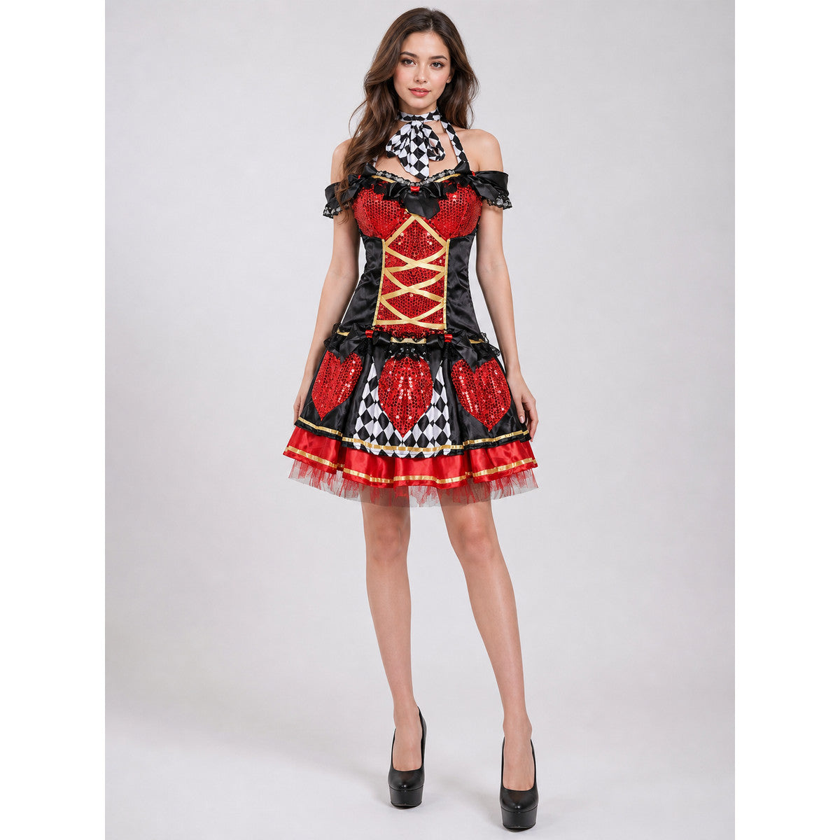 Carnival clown costume with a full skirt