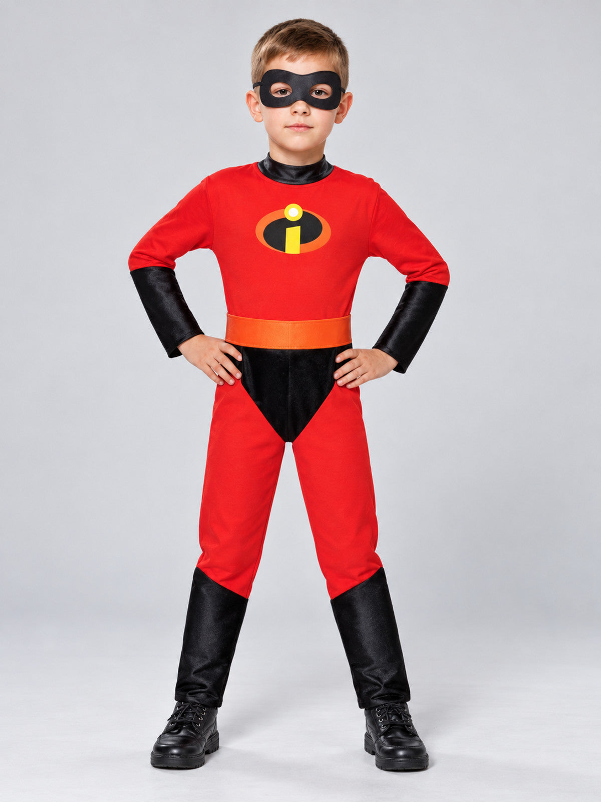 Kids' Superhero Costume Red with Half-Mask and Belt