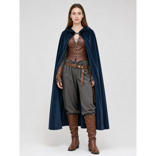 Dark Blue Hooded Costume Cloak