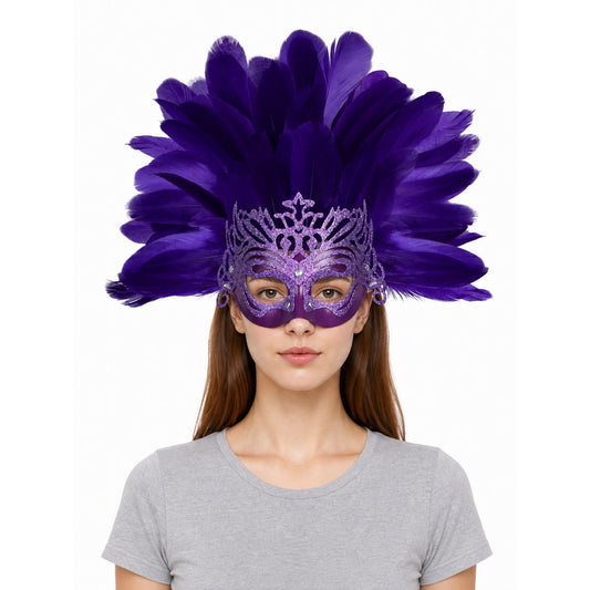 Carnival Mask with Purple Feathers