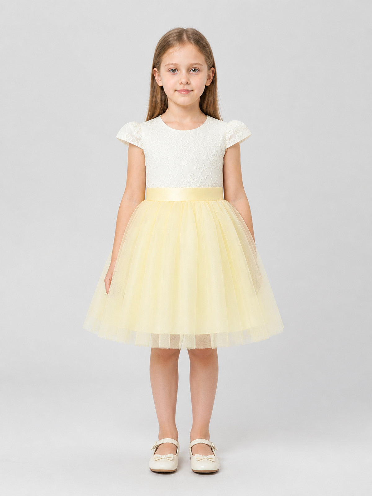 Children's Tulle Princess Dress with Full Skirt on-model view