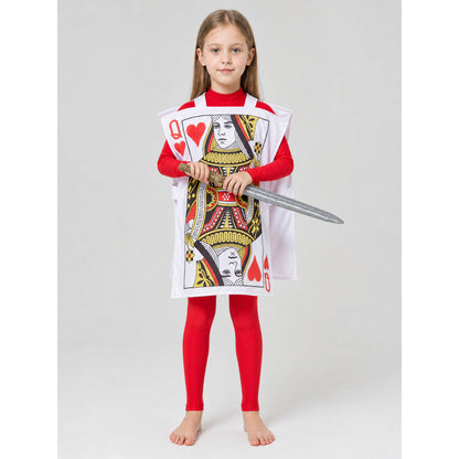 Red Q Playing Card Cape for Parties on-model view