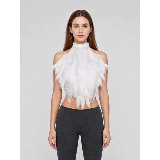 White Feather Dickey for Costumes and Performances
